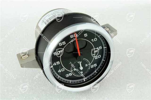 Stopp watch, matt black / galvano silver