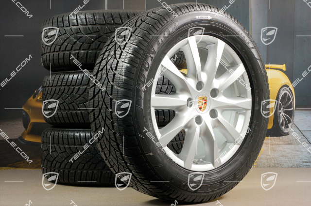 18" Cayenne Winterräder Satz, Felgen 8J x 18 ET53 + Winterreifen Dunlop SP Winter Sport 3D 255/55 R18, mit RDK-Sensoren