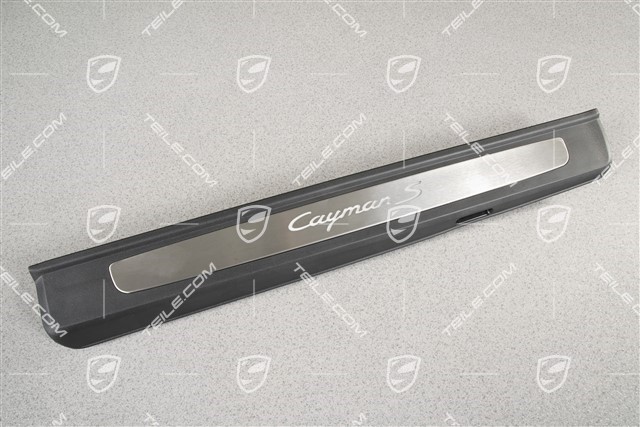 Scuff plate, Stainless steel, with lighting, with "Cayman S" logo, L
