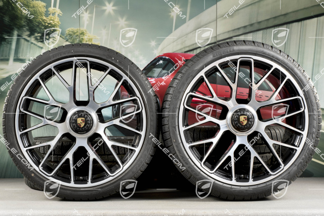 20" Turbo S Koła zimowe komplet do Turbo S / GTS, centralnie mocowane, felgi 8,5J x 20 ET51 + 11J x 20 ET59 + NOWE opony zimowe Pirelli Sottozero II 245/35 R20+295/30 R20, czujniki ciśnienia