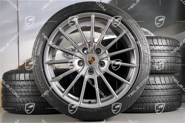 20" Panamera Sport Sommerräder Satz, 2 x 9,5J x 20 ET 65 + 2 x 11,5 J x 20 ET 63, Reifen 255/40 ZR20 + 295/35 ZR20 mit RDK