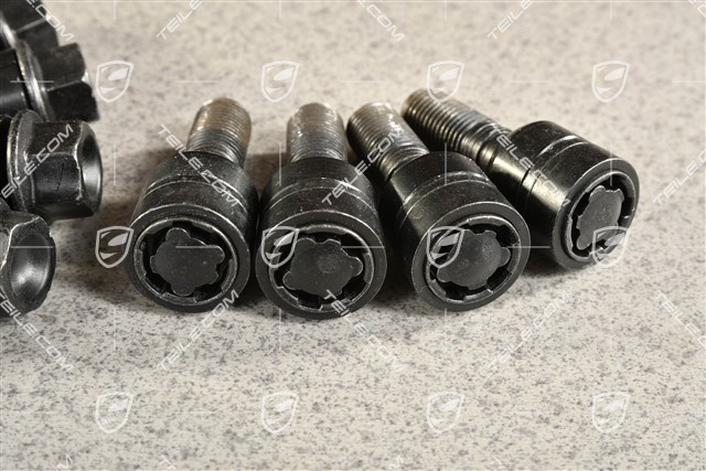 BLACK wheel bolts, set, including anti-theft device