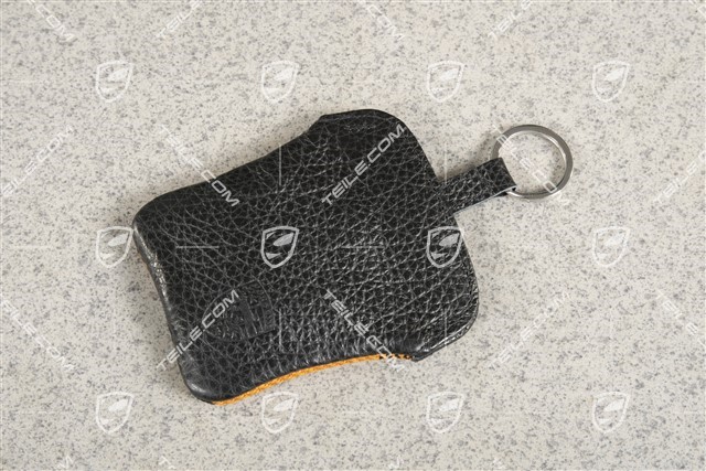 Porsche Classic Schlüssel-Etui, mit geprägtem Porschewappen, Schottenkaro orange
