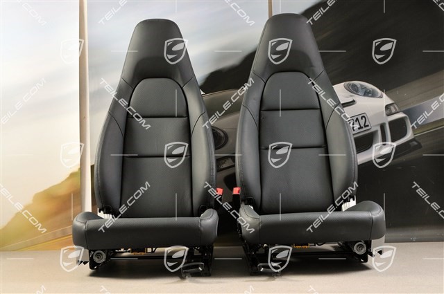Seats, black leather, set (L+R)