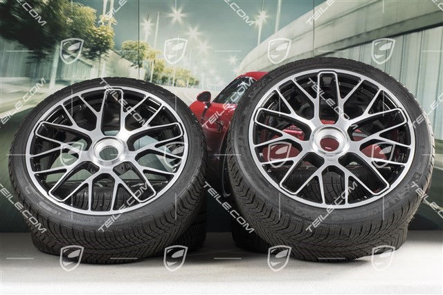 20" Turbo S Zentralverschluss Winterräder Satz für Turbo S / GTS, Felgen 8,5J x 20 ET51 + 11J x 20 ET59 + NEUE Michelin Pilot Alpin PA4 N1 Winterreifen 245/35 R20+295/30 R20, RDK-Sensoren