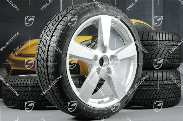 19" Koła zimowe komplet "Cayman S", felgi 8J x 19 ET57 + 9,5J x 19 ET45 + opony zimowe Continental WinterContact TS 830P 235/40 R19 + 265/40 R19, z czujnikami RDK