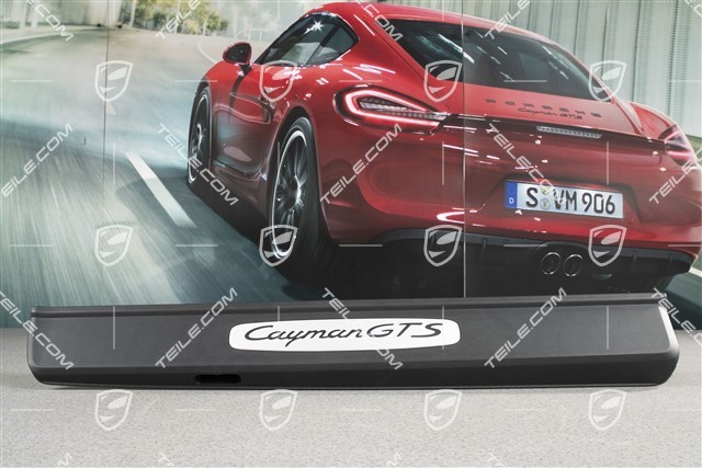 Scuff plate, Stainless steel, with "Cayman GTS" logo, R