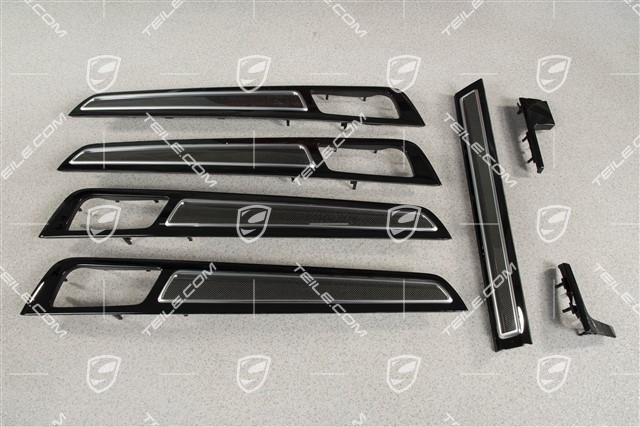 Dashboard 3-part, doors 4-part  trim moulding set / kit, Carbon