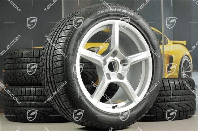 18" Boxster koła zimowe komplet, 8J x 18 ET57 + 9J x 18 ET47 + opony zimowe Pirelli Sottozero II 235/45 R18 + 265/45 R18, bez czujników ciśnienia RDK