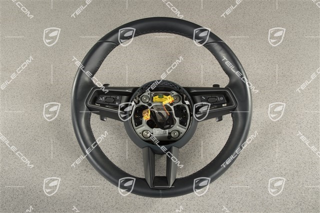 PDK, Multifunction steering wheel, 3-spoke, Leather Graphite Blue