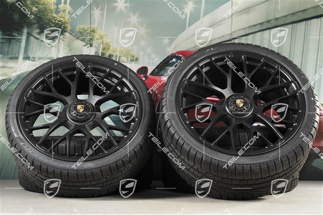 20" Turbo S central locking winter wheel set for Carrera GTS, wheels 8,5J x 20 ET51 + 11J x 20 ET52 + Pirelli Sottozero II winter wheels 245/35 R20+295/30 R20, black (semigloss), with TPMS