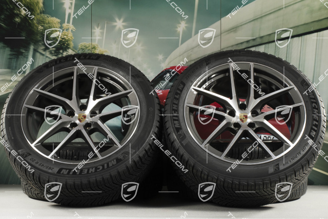 20-inch "Macan S" winter wheels set, rims 9J x 20 ET26 + 10J x 20 ET19, Michelin winter tyres 265/45 R 20 + 295/40 R 20, titanium dark/burnished, with TPMS