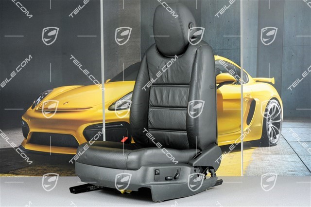 Seat, el. adjustable, lumbar, ruffled leather, black, L