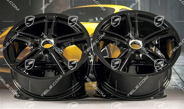 18-inch wheel rim set Boxster S II, 8J x 18 ET57 + 9J x 18 ET43, czarny wysoki połysk