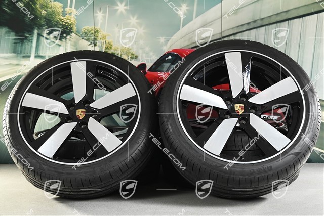 22-inch "Macan Sport" summer wheels set, rims 9J x 22 ET29 + 11J x 22 ET47 + NEW Goodyear summer tyres 255/40 R 22 + 295/35 R 22, black high gloss