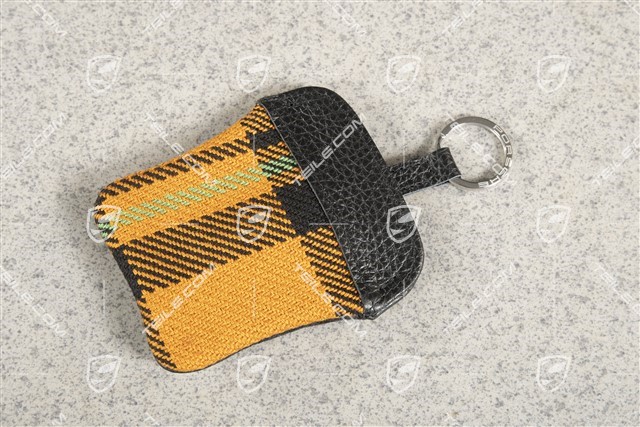 Porsche Classic Key case with embossed Porsche crest, Orange tartan