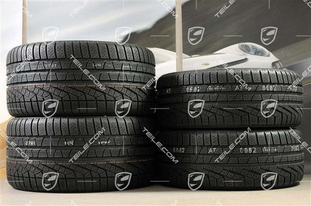 GT3 20" koła zimowe, komplet, "Turbo S" central. moc., 9J x 20 ET51 + 11J x 20 ET59 + NOWE opony zimowe Pirelli 245/35 R20+295/30 R20, czujniki RDK, czarny półmat satyna