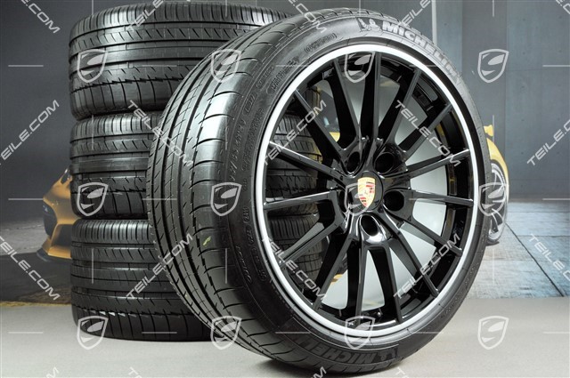 20-inch Panamera Sport summer wheel set, rims 9,5J x 20 ET 65 + 11,5 J x 20 ET 63, summer tyres 255/40 ZR20 + 295/35 ZR20, black, with TPM