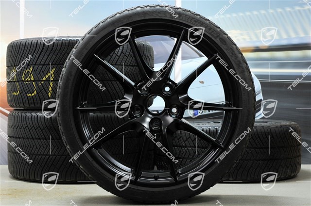 20" Carrera S (III) Winterräder Satz, 8,5J x 20 ET51 + 11J x 20 ET70 + Michelin Winterreifen 245/35 ZR20 + 295/30 ZR20, in Schwarz, mit RDK-Sensoren