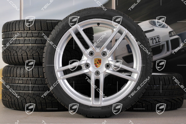 19" Winterräder Satz Carrera, Felgen 8,5J x 19 ET54 + 11J x 19 ET48 + Pirelli Winterreifen 235/40 R19 + 295/35 R19, ohne RDK-Sensoren