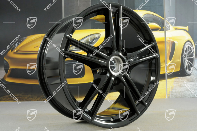 18-inch wheel rim set Boxster S II, 8J x 18 ET57 + 9J x 18 ET43, czarny wysoki połysk