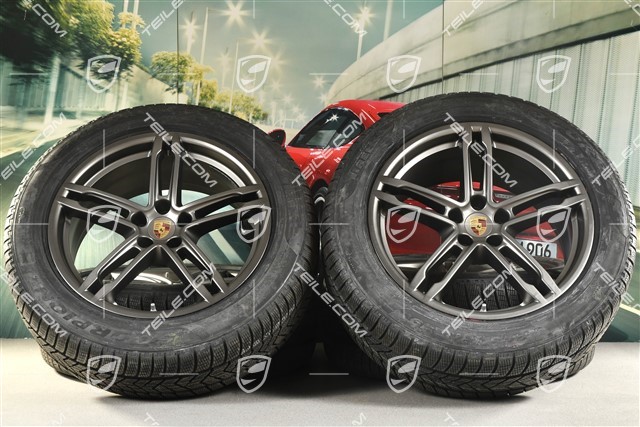 19" "Macan Turbo" Winterräder Satz, Felgen 8J x 19 ET21 + 9J x 19 ET21, Pirelli Winterreifen 235/55 R 19 + 255/50 R 19, mit RDK-Sensoren,  platinum seidenmatt