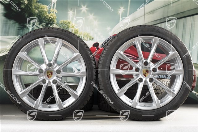 19-inch Boxster S winter wheels set, rims 8J x 19 ET57 + 10J x 19 ET45, Continental WinterContact TS 830P winter tires 235/40 R19 +265/40 R19, DOT/prod. year 2017, tyres profile 6mm