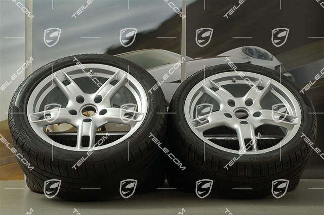 18" Boxster S Winterräder Satz (Felgen mit Reifen), Felgen vorne 8J x 18 ET57 + hinten 9J x 18 ET43 + NEUE Winterreifen 235/40 R18 + 255/40 R18