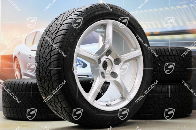 18" Boxster Winterräder Satz, 8J x 18 ET57 + 9J x 18 ET47 + Winterreifen Dunlop 235/45 R18 + 265/45 R18, ohne RDK-Sensoren