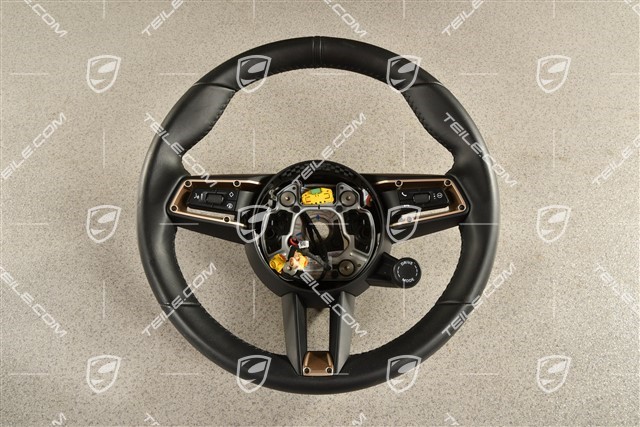 Sports Steering wheel GT leather, multifunction, heated, Basalt Black/Meranti Brown leather