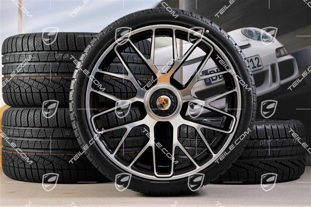 GT3 20" Winterräder Satz "Turbo S" Zentralverschluss, 9J x 20 ET51 + 11J x 20 ET59 + Michelin Winterreifen 245/35 R20+295/30 R20, RDK-Sensoren