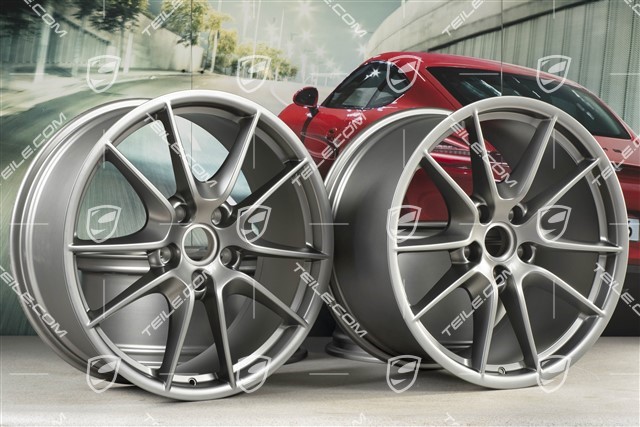 20" Carrera S III wheel rim set, 8,5J x 20 ET51 + 11J x 20 ET52, platinum satin matt