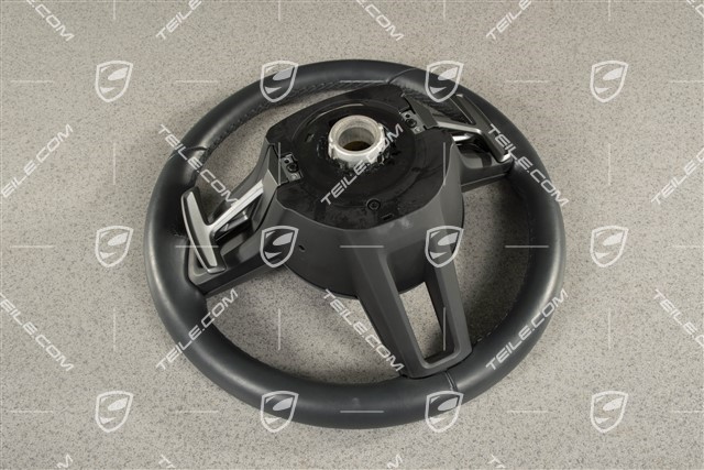 PDK, Multifunction steering wheel, 3-spoke, Leather Graphite Blue