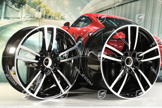 21-inch Cayenne Coupe wheel rim set Cayenne Turbo, 11J x 21 ET49 + 9,5J x 21 ET46, black high gloss