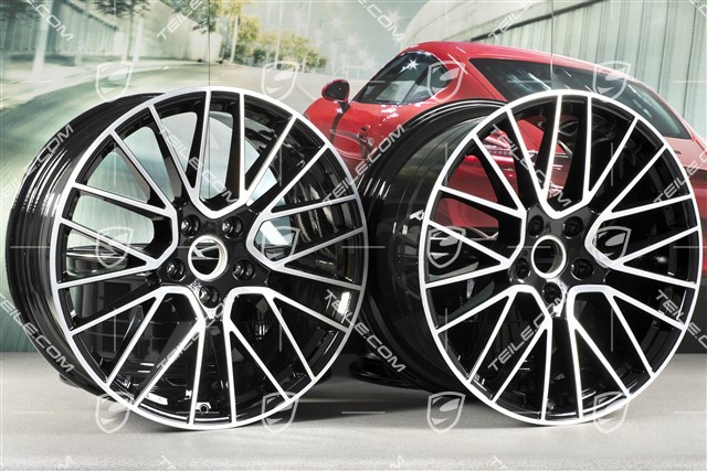 21-inch wheel rim set Cayenne RS Spyder, 11J x 21 ET49 + 9,5J x 21 ET46, for Cayenne Coupé, black high gloss