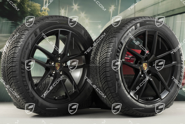 20" "Macan S" Winterräder Satz, Felgen 9J x 20 ET26 + 10J x 20 ET19 + NEUE Michelin Winterreifen 265/45 R 20 + 295/40 R 20, schwarz seidenmatt, mit RDK-Sensoren