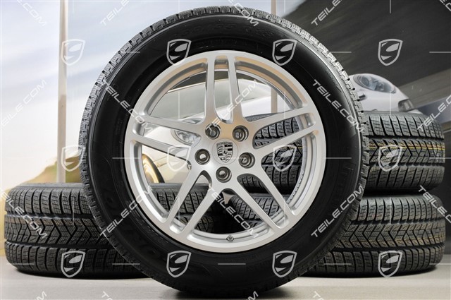 18" "Macan S" Winterräder Satz, Felgen 8J x 18 ET21 + 9J x 18 ET21 + NEUE Pirelli Winterreifen 235/60 ZR 18 + 255/55 ZR 18, mit RDK-Sensoren