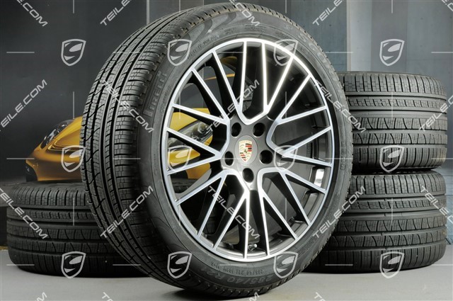 21" koła całoroczne Cayenne RS Spyder, komplet, felgi 9,5J x 21 ET46 + 11,0J x 21 ET58 + NOWE opony wielosezonowe Pirelli Scorpion Verde All Season 285/40 R21 + 315/35 R21, z czujnikami ciśnienia