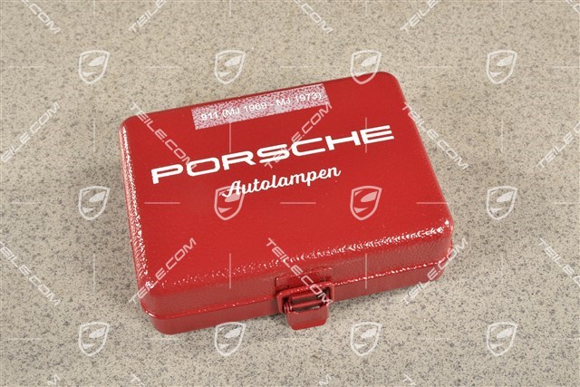 Pudełko z zapasowymi żarówkami i bezpiecznikami / 12V, do Porsche 911 model F od 1969 do 1973 r.