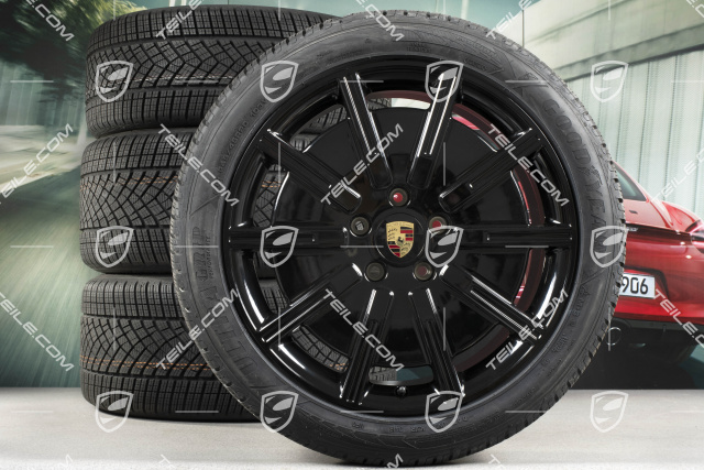 20" Sport Aero Winterräder Satz, Felgen 9J x 20 ET54 + 11J x 20 ET60, Pirelli Winterreifen 245/45 R20 + 285/40 R20, in Schwarz Hochglanz