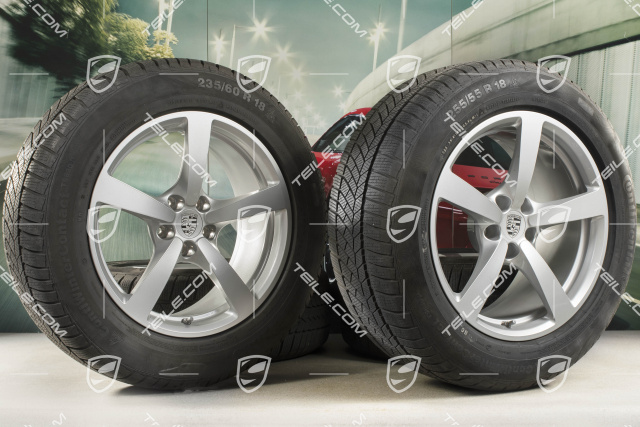 18" "Macan" Winterräder Satz, Felgen 8J x 18 ET21 + 9J x 18 ET21 + Continental Winterreifen 235/60 ZR 18 + 255/55 ZR 18, mit RDK-Sensor