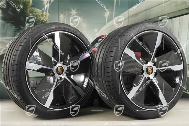 21" Exclusive Design summer wheel set, rims 9,5J x 21 ET60 + 11,5J x 21 ET66 + Goodyear summer tyres 265/35 R21 + 305/30 R21, Carbon aeroblades