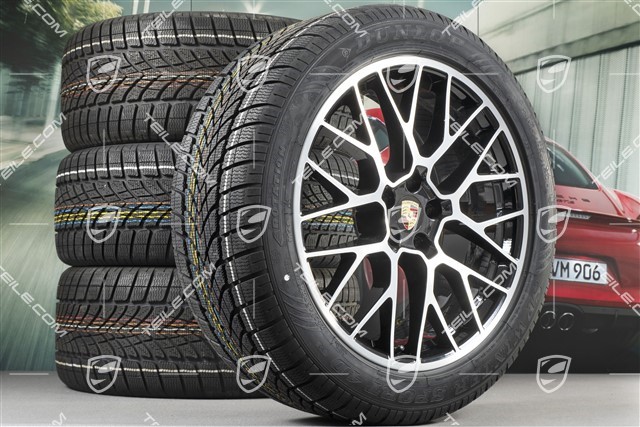 20" "RS Spyder Design" Winterräder Satz, Felgen 9J x 20 ET26 + 10J x 20 ET19 + NEUE Dunlop SP Winter 4D Winterreifen 265/45 R 20 + 295/40 R 20, mit RDK-Sensoren, schwarz hochglanz