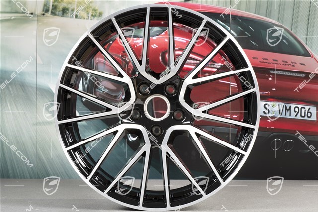 21-inch wheel rim set Cayenne RS Spyder, 11J x 21 ET49 + 9,5J x 21 ET46, for Cayenne Coupé, black high gloss