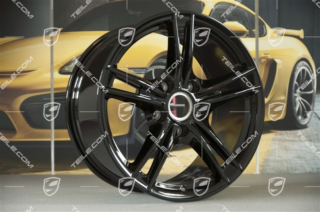 18-inch wheel rim set Boxster S II, 8J x 18 ET57 + 9J x 18 ET43, czarny wysoki połysk