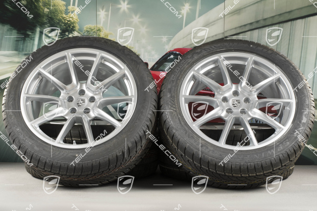 20" "Macan SportDesign" Winterräder Satz, Felgen 9J x 20 ET26 + 10J x 20 ET19, NEUE Dunlop SP Winter Sport 4D Winterreifen 265/45 R20 + 295/40 R20, mit RDK-Sensoren