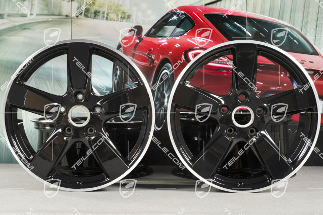 19" Cayman S Felgensatz, 8J x 19 x ET 57 + 9,5J x 19 x ET 45, Felgenstern in Schwarz