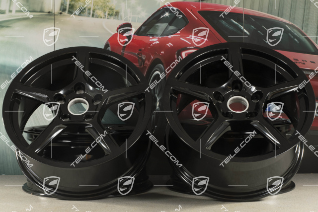 18-inch wheel rim set "Boxster", 8J x 18 ET57 + 9J x 18 ET47, black high gloss