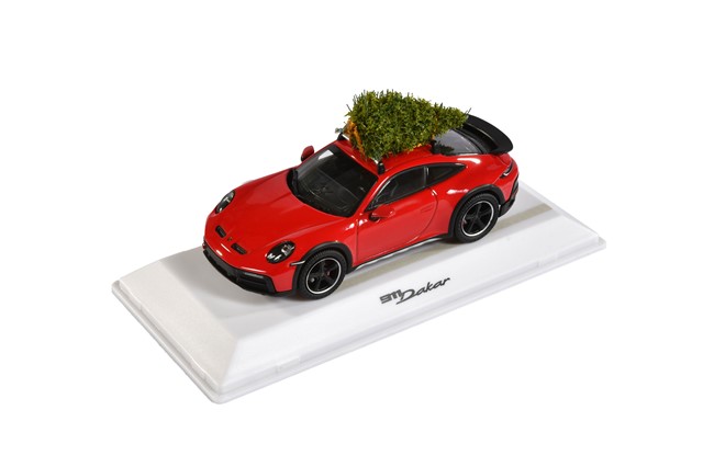 Porsche 911 992 Dakar with Christmas Tree, Red, Spark, scale 1:43