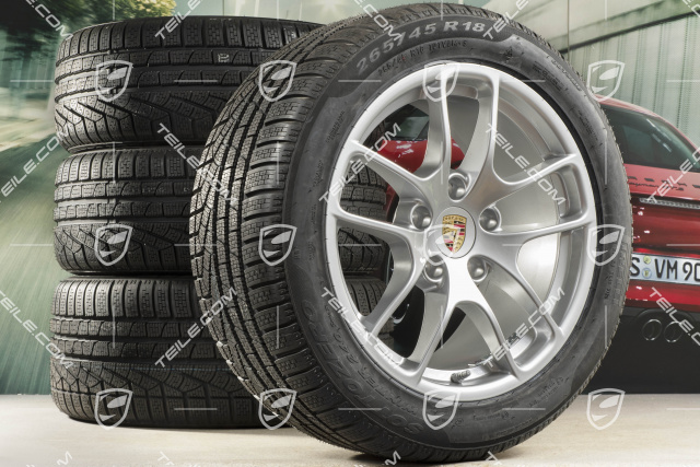 18" Cayman winter wheels set, rims 8J x 18 ET57 + 9,5J x 18 ET49 + NEW Pirelli Sottozero II winter tires 235/45 R18 + 265/45 R18